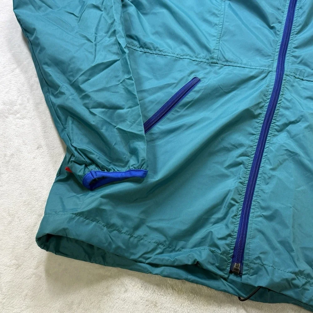 Vintage Sierra Designs Rain Jacket Small Teal Blue Nylon Packable Hooded 90s